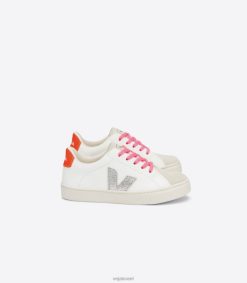 שרוכי esplar עור ללא כרום לבן כסף כתום פלואו Veja JFNVR335 ילדים נעליים